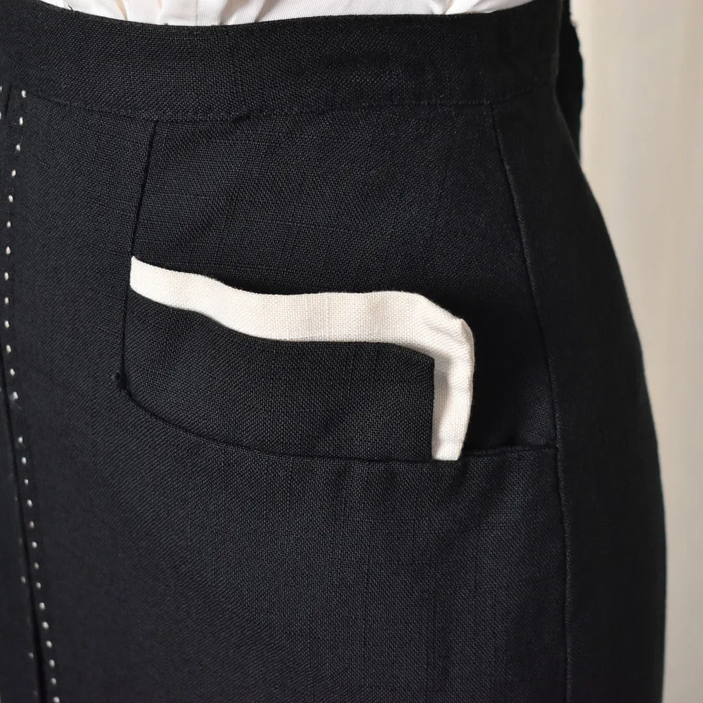 1950s Vintage Black Contrast Skirt