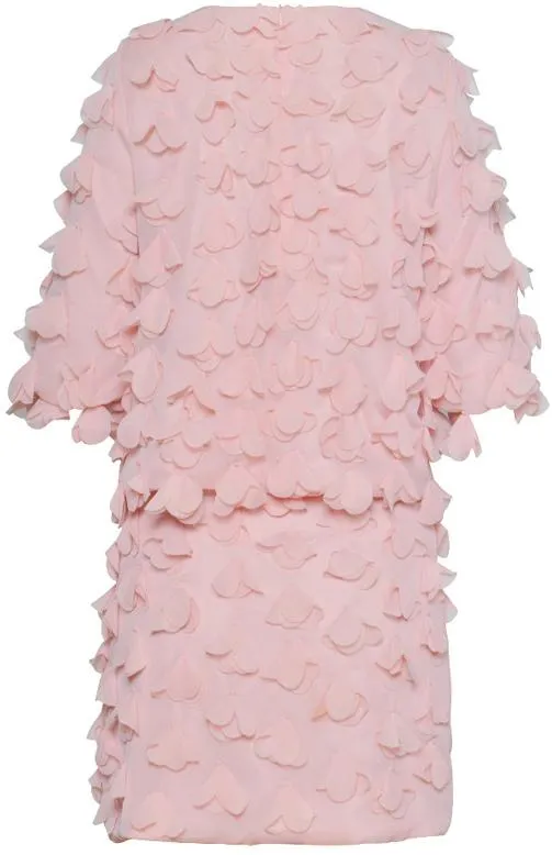 Appliques Embellished Top and Skirt Set, Pink