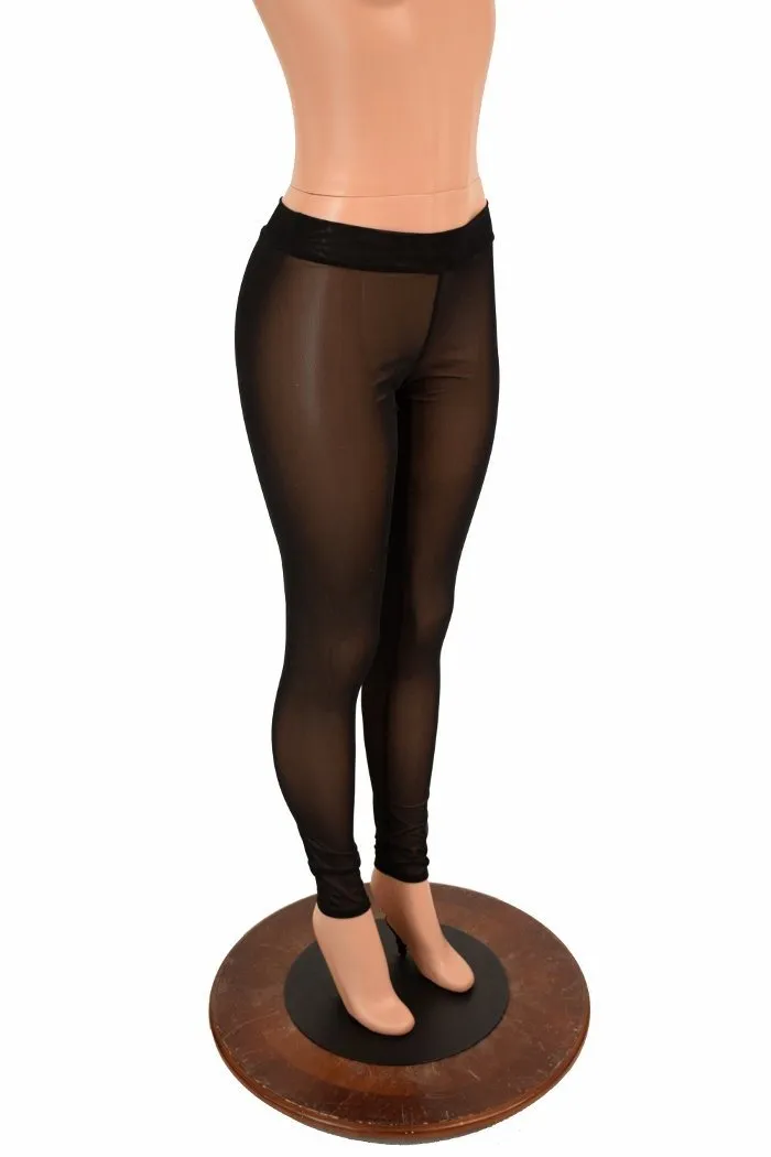 Black Mesh Midrise Leggings