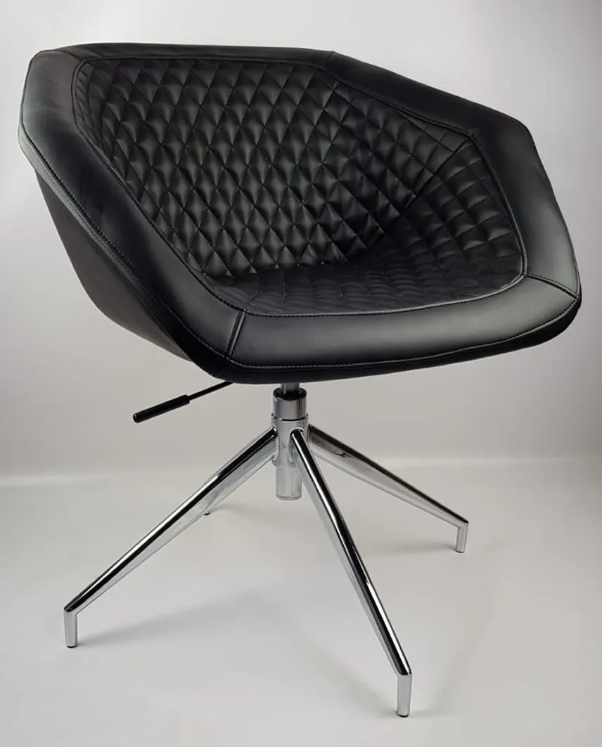 Black Swivel Base Diamond Style Quilted Tub Reception Chair HB-182