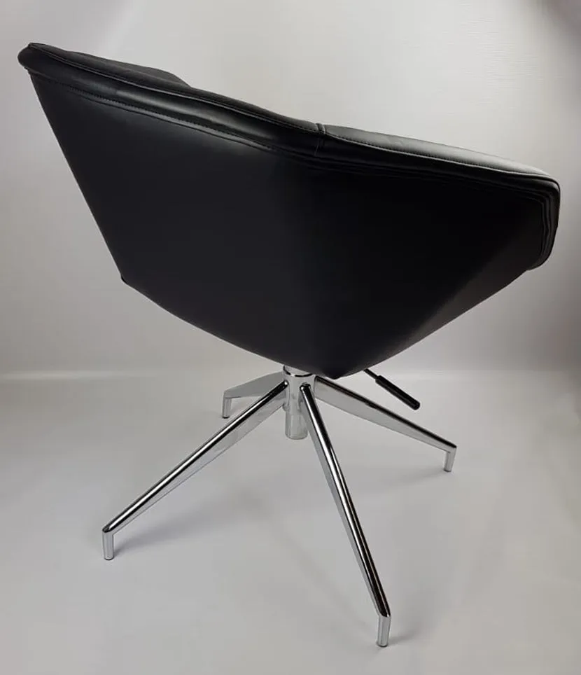 Black Swivel Base Diamond Style Quilted Tub Reception Chair HB-182