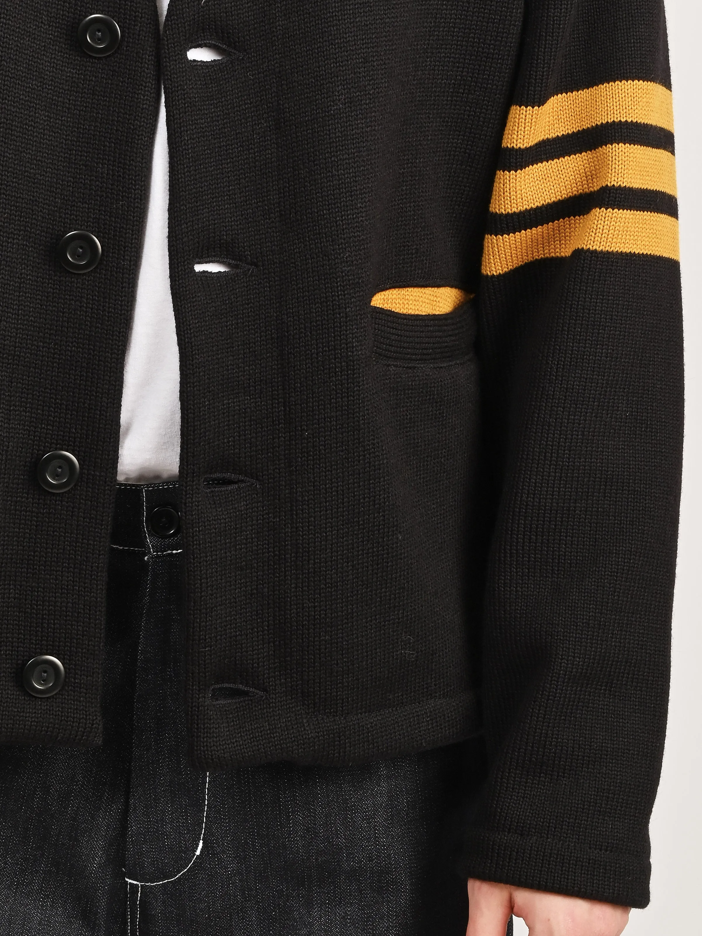 Black/Old Gold Slouchy Cardigan