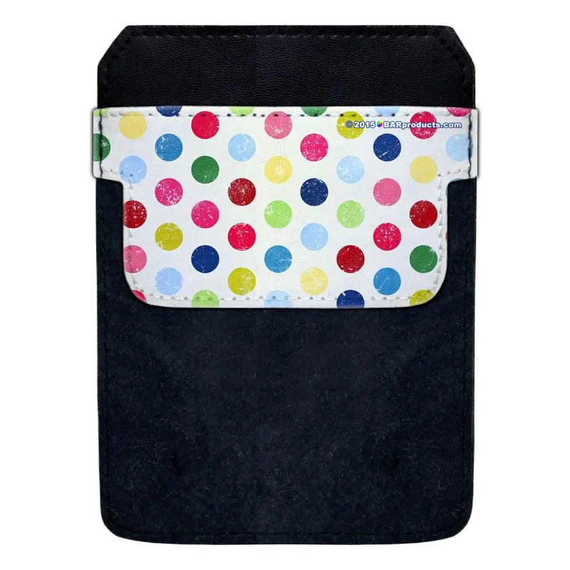 DekoPokit™ Leather Bottle Opener Pocket Protector w/ Designer Flap - Colorful Grunge Polka Dots