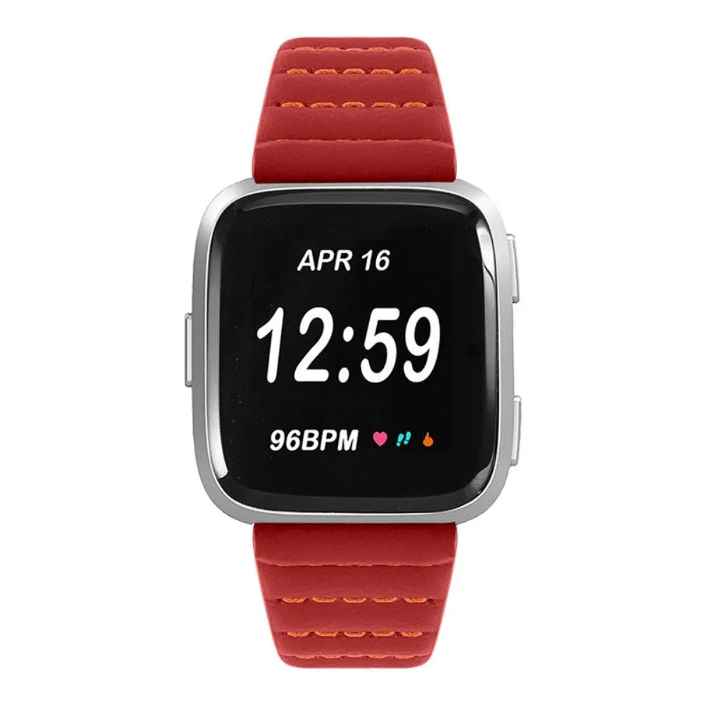 Fitbit Versa 2 / Versa Lite Cowhide wave texture leather watch strap - Red
