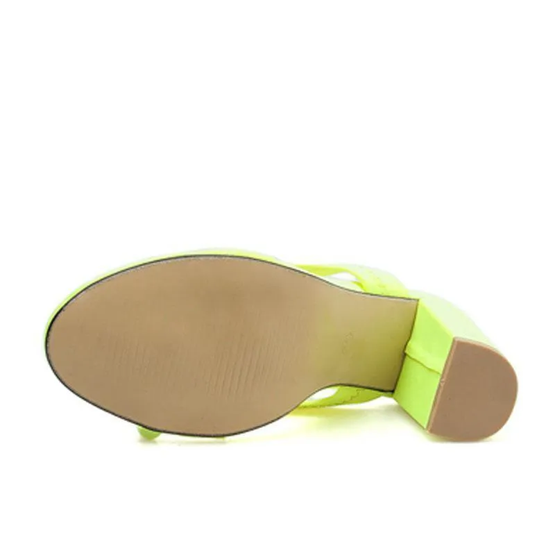 Flip Flop Square heel Stretch Fabric Hollow Women Shoes