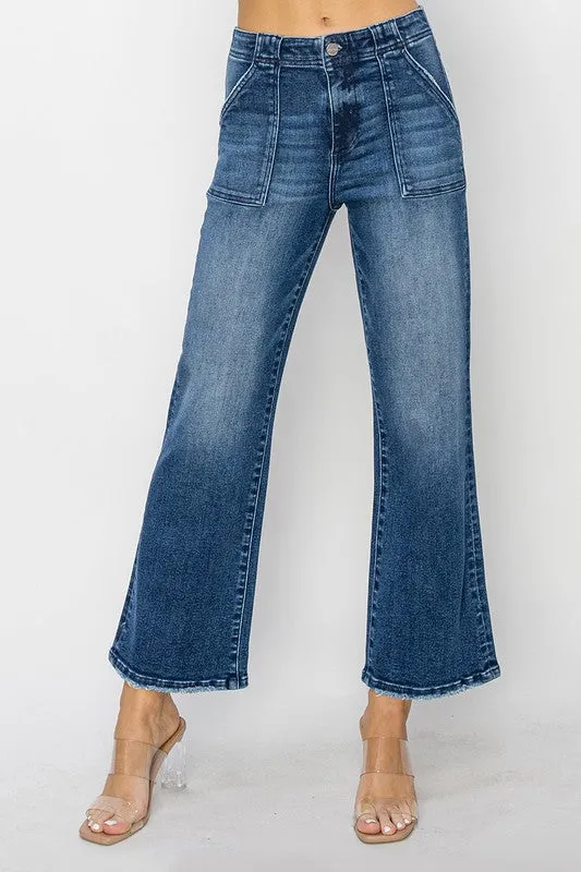 High Rise Pach Pockes Ankle Flare