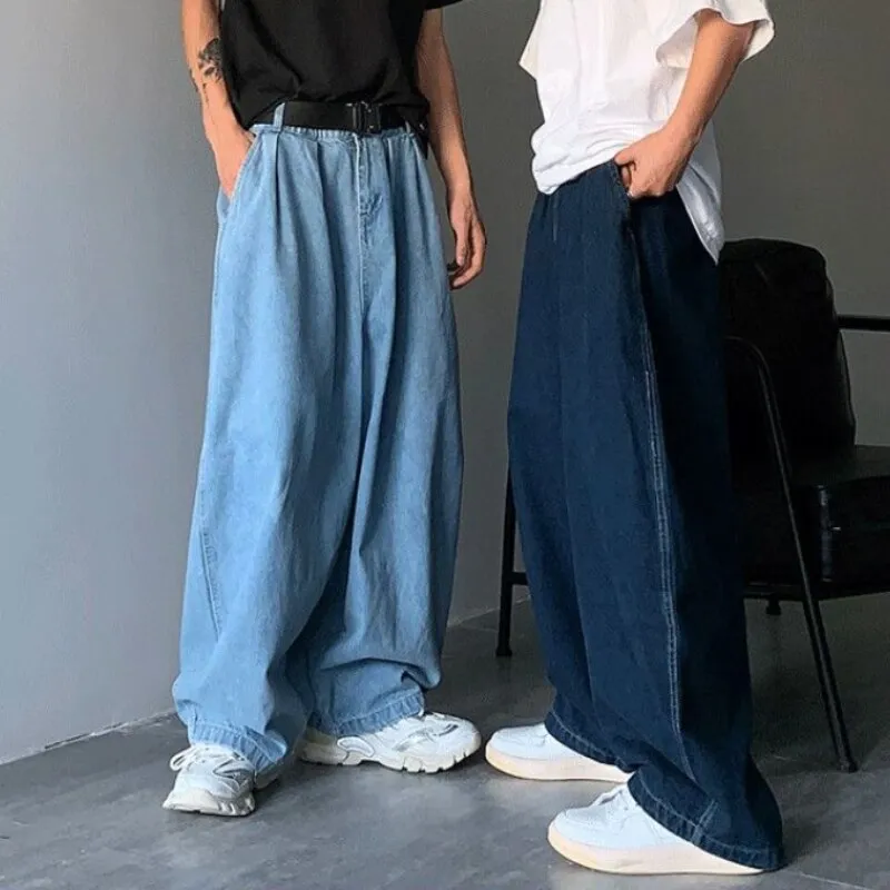 Japan Street Denim Pants Cityboy Loose Versatile Solid Wide Leg Jeans Men Women Retro Grunge Drop Feeling Vintage Denim Trousers