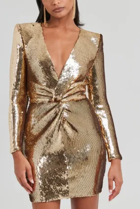 Nadine Merabi Jodie Gold Dress