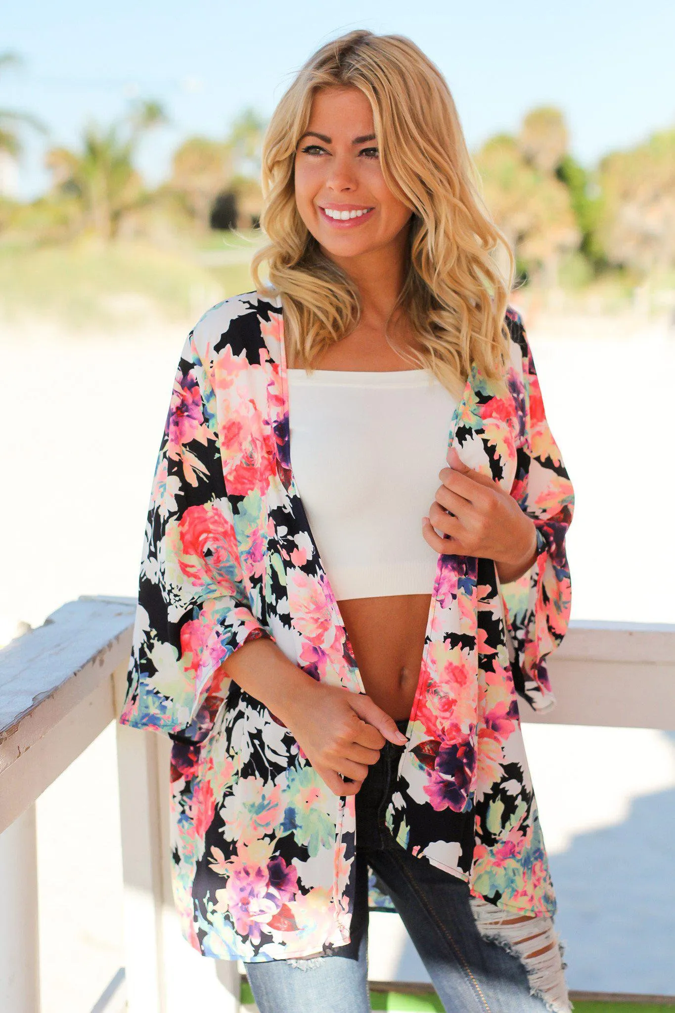 Neon Floral Kimono