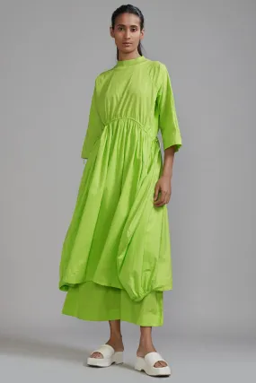 Neon Green Cotton Cowl Tunic Set