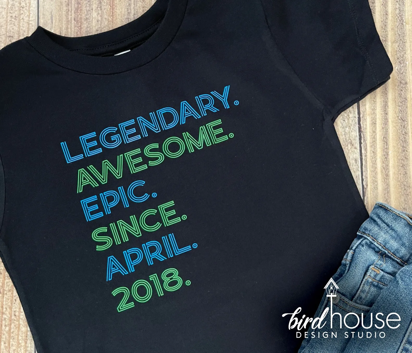 Neon Letters Legendary Awesome Epic Since ANY DATE, Birthday Shirt
