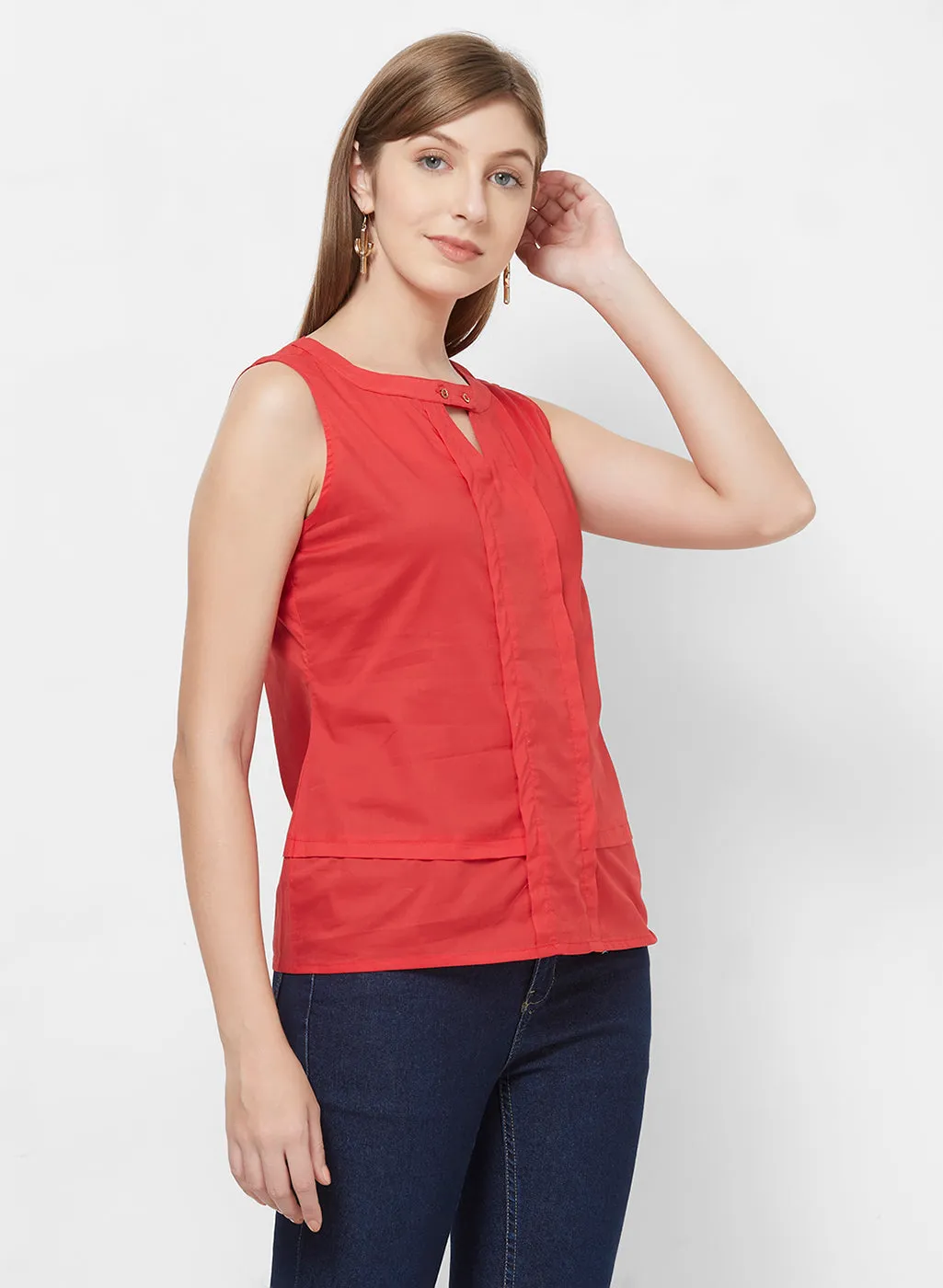 Orange Key Hole Neck Top