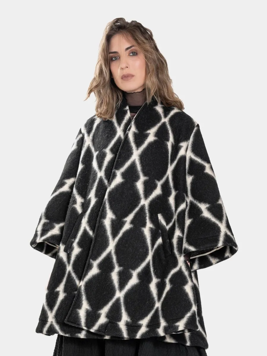 Printed Flared Long Coat