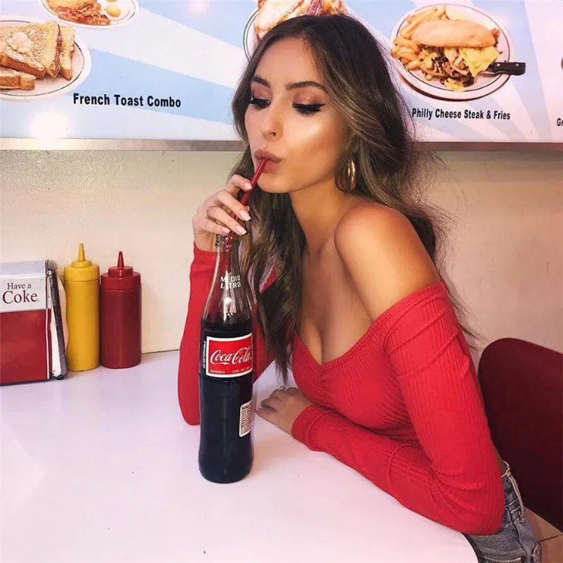Slim Blouse Ribbed Off The Shoulder