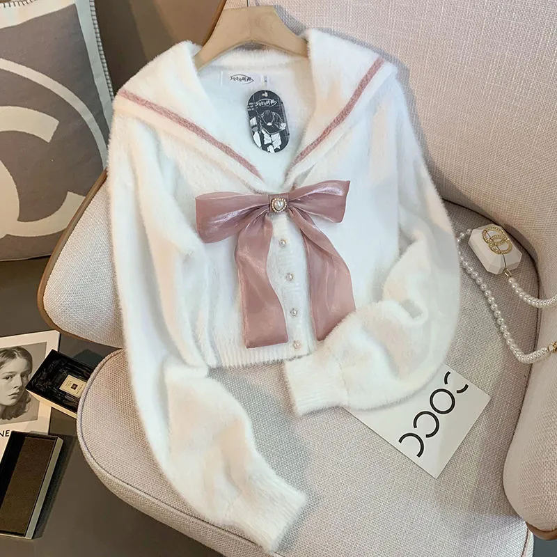 Soft Cropped Sailor Cardigan