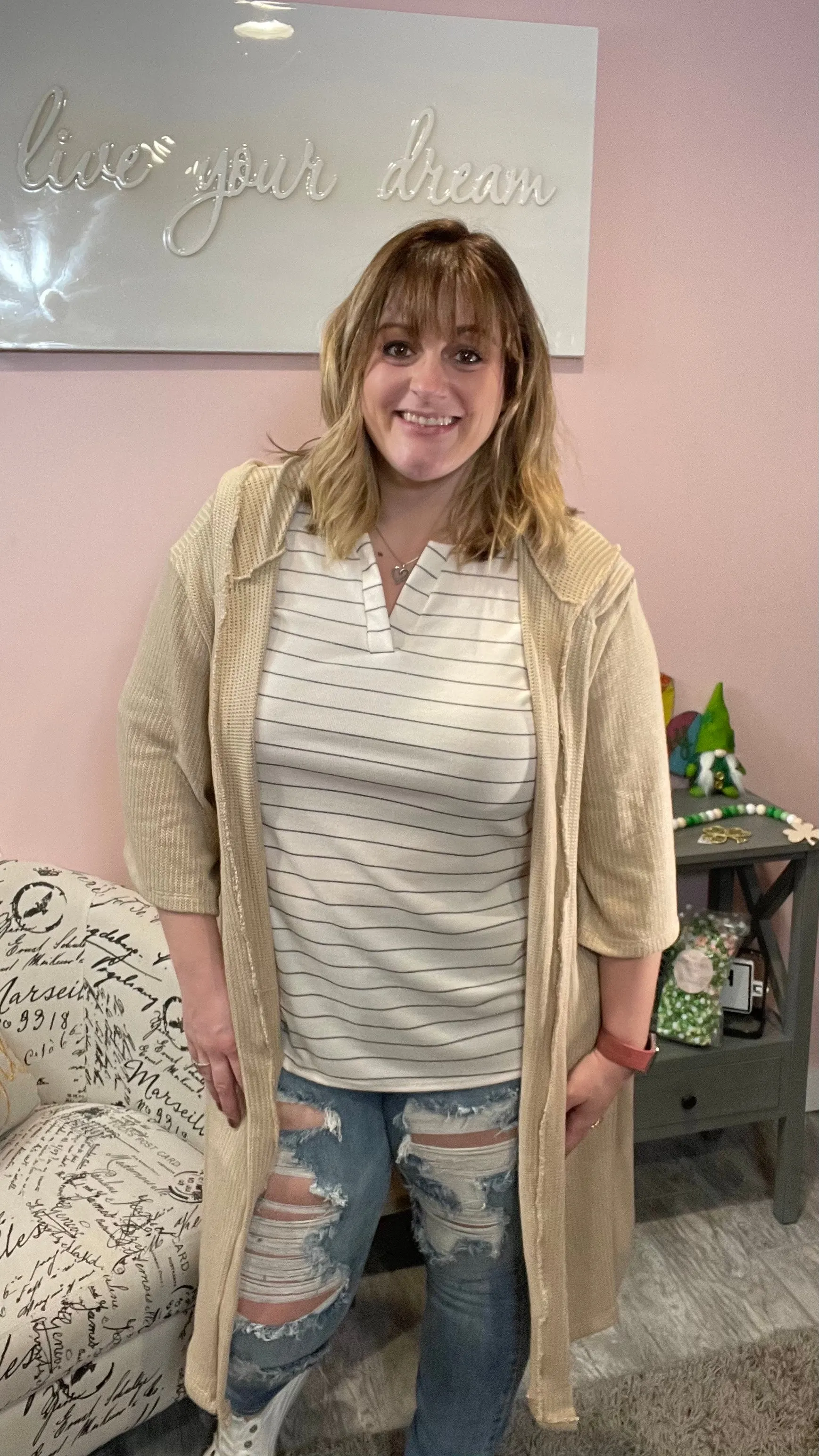 Stone Hooded Cardigan