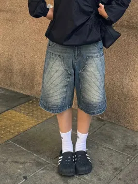 TAVIMART  -  Summer Women American Vintage 2000s Gyaru Knee Length Jean Shorts Denim Pants Japanese Y2k Streetwear Harajuku Fashion Grunge