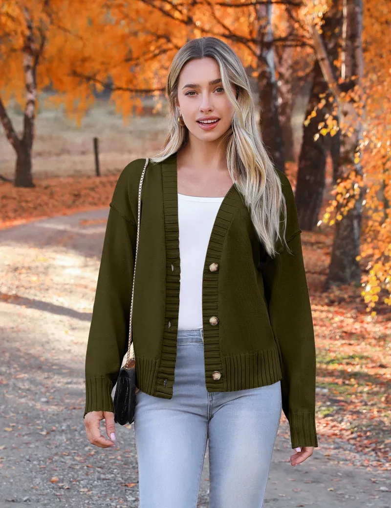 Zeagoo Women's Cropped Cardigan 2024 Fall Button Sweaters